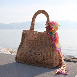 Raffia Bag Straw Bag Large Crochet Raffia Bag Straw Raffia - Etsy