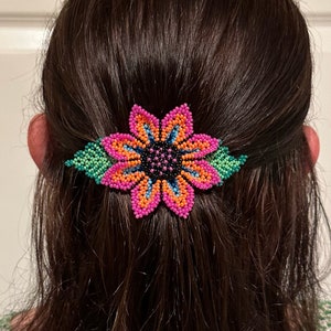 Colorful Hair Accessory, Medium Artisanal Hair Holder, Chaquira Beaded, Hair Clip, Mexican Hair Clip