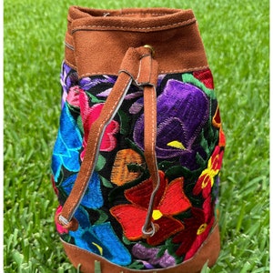 Mexican Artisan Bag pack - Backpack Embroidered Flowers - Boho handmade Backpack - Mexican tote - Boho handmade Backpack