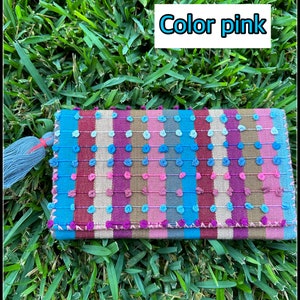 Mexikanische Boho große handgewebte Kupplungstasche. Telar mexikanische handgemachte Clutch. Mexikanische Große Geldbörse