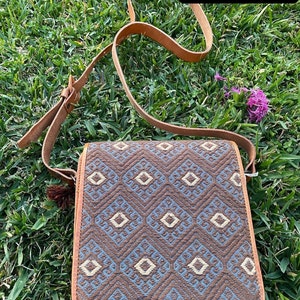 Leather Crossbody Mexican Purse Embroidered/Mexican Handbag/ Handmade Embroidered Bag/ Mini Crossbody Embroidered Purse/Mexican Bag