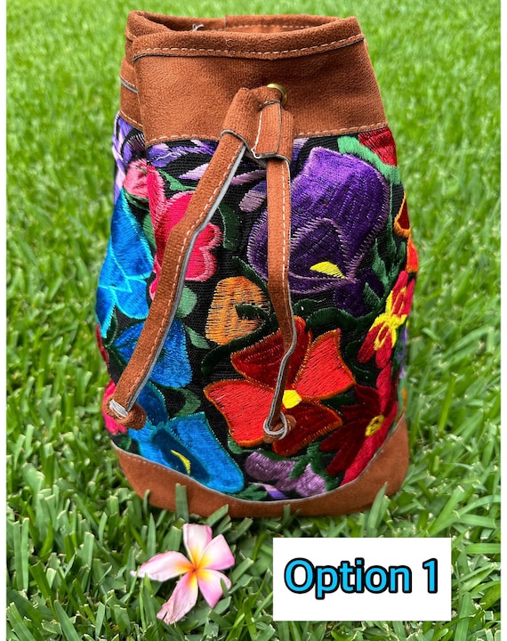 Mexican Artisan Bag Pack - Backpack Embroidered Flowers  display picture 2