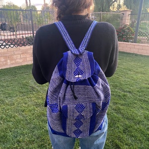 Mexican Artisanal backpack, Escolar Mexican Backpack, Mexican Backpack of Jargon Cloth, Jerga Backpack, Backpack with front Pocket