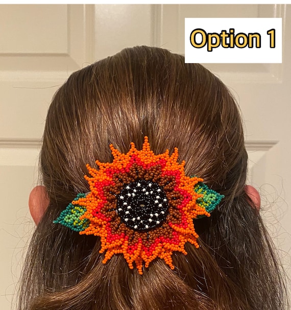 Colorful Hair Accessory, Artesanal Hair Holder, Chaquira Beaded
