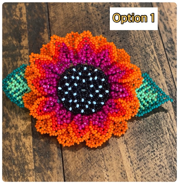 Beaded Flower Hair Clip, Colorful Mexican Hair Accessory - Etsy display picture 3