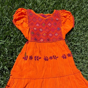 Hand-embroidered Mexican Artisan Dress, artisan bohemian style Mexican dress, Huipil embroidered Mexican style. image 3