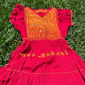 Hand-embroidered Mexican Artisan Dress, artisan bohemian style Mexican dress, Huipil embroidered Mexican style. image 8