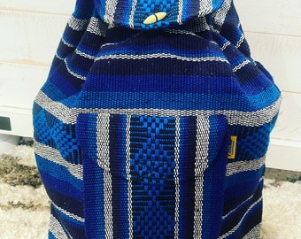 Mexican Artisanal backpack, Escolar Mexican Backpack, Mexican Backpack of Jargon Cloth, Jerga Backpack, Backpack with front Pocket