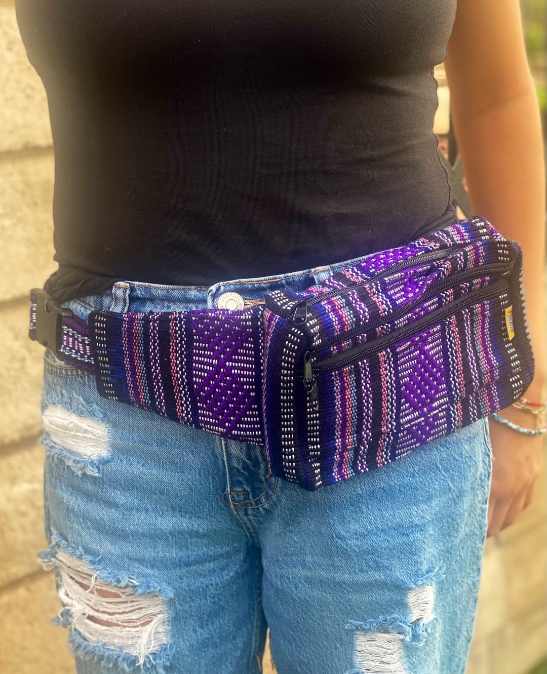 Fanny Pack, Mexican Embroider Fanny Pack With Pockets, Mexican