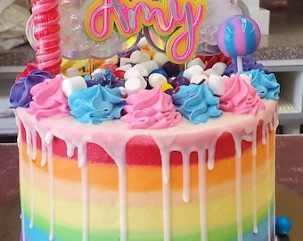 Rainbow topper to decorate you birthday cake , handmade and personalized