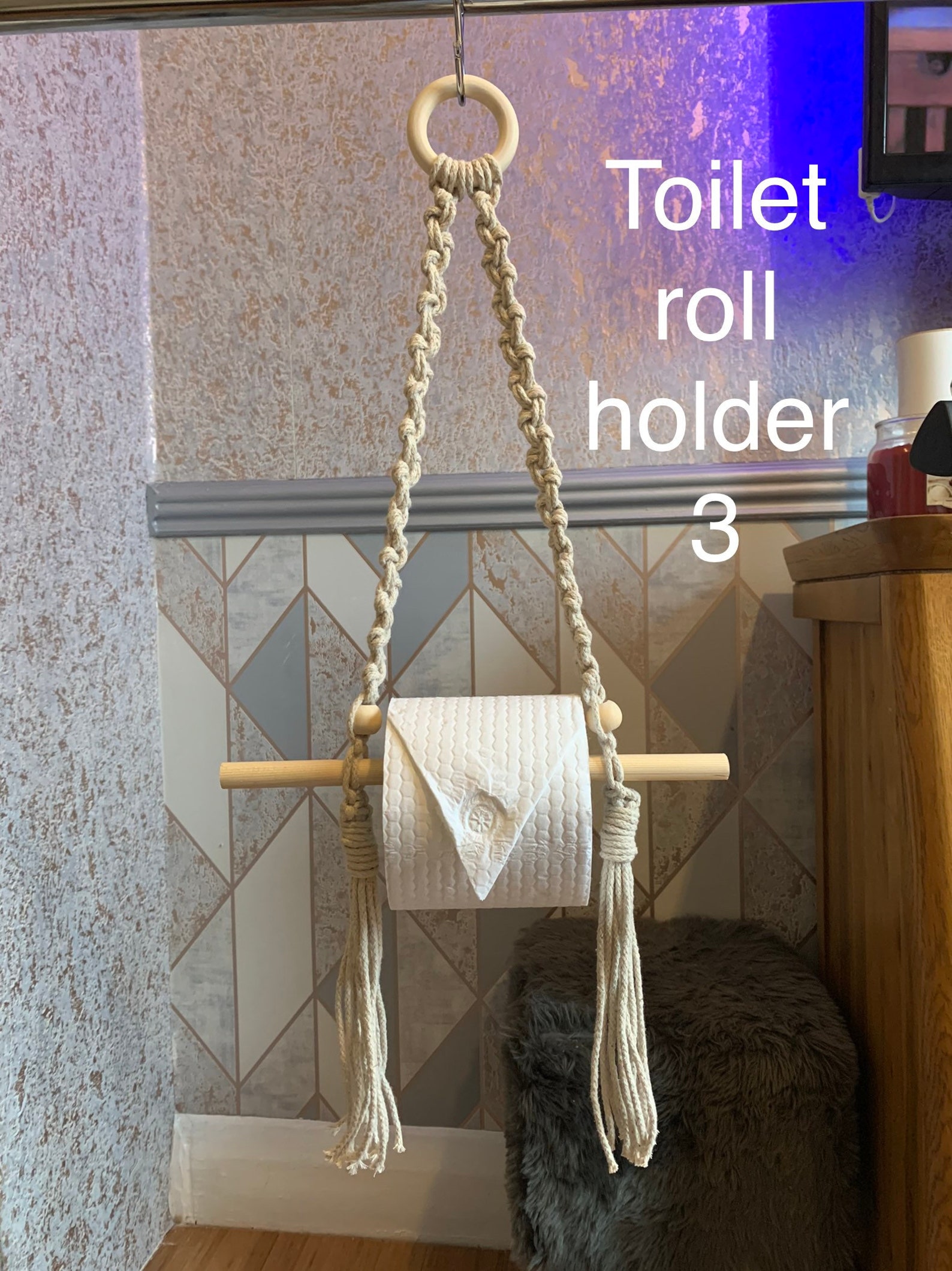 Macrame toilet roll holder multiple options Etsy