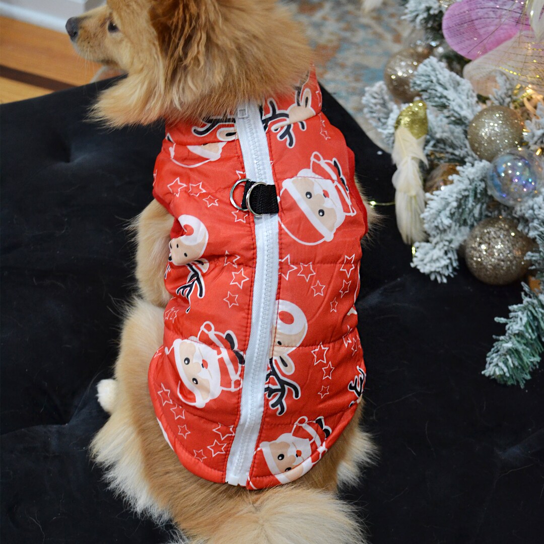 Christmas Dog Vest for Small Dogs / Winter Red Dog Pullover / Santa