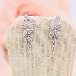 Silver Bridal Earrings Bridal Jewelry Crystal Silver Drop Bridal Earrings Wedding Crystal Earrings