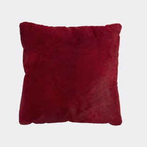 Burgundy Leather Pillow Textured Decorative Cushion Hair on Hide Green Velvet Reverse Luxurious Home Interiors Accessory Great Gift Home