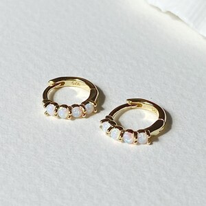 Exquisite Opal Hoop Earrings, A Mini Opal Hoop, October Birthstone Earrings, Ideal Birthday or Graduation Present, Christmas, Gift For Her
