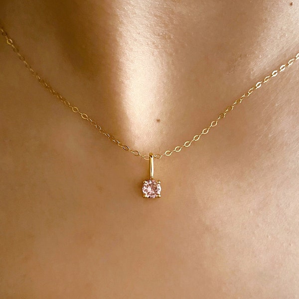 October Birthstone Pink Opal Necklace, Minimalist Everyday Wear, Perfect Accessory for Her, Beautiful Gift for Mom