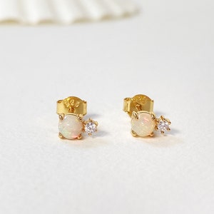 Opal & Swarovski Crystal Earrings, Made In 18k Gold Vermeil