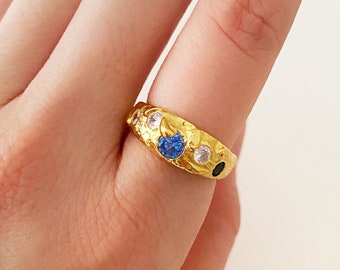 Ancient Greek Dome Ring, Gold with CZ Gemstone, Hidden Grotto Statement Jewellery, Ancient Greek Jew Perfect Birthday Gift.