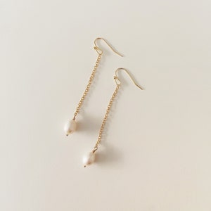 Elegant Pearl Earrings Long Drop Style, Wedding Jewellery, Perfect for Glamorous Occasions and Christmas Gift, June Birthstone. image 4