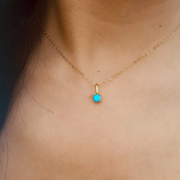 December Birthstone 18k Gold Necklace, Beautiful Turquoise Birthstone, Ideal for Daily Wear, Memorable Gift for Mom or Birthday Girl