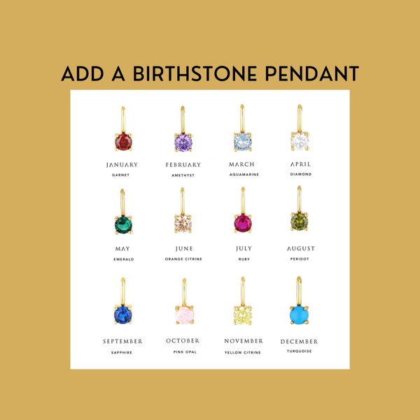 Custom Birthstone Pendant,Handcrafted 18k Gold Plated,Ideal for Necklace Customisation,Perfect Birthday Gift,Individual or Necklace Addition