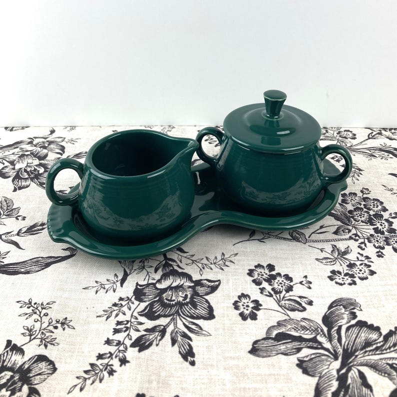 Fiestaware Cream and Sugar Set with Tray – Choice of Color Evergreen