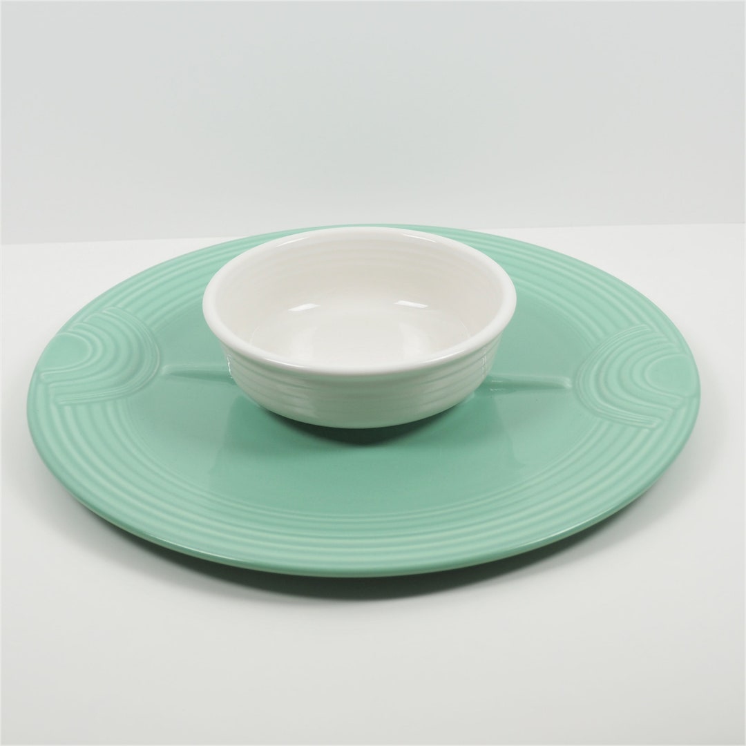 Fiestaware Hostess Tray/chip and Dip Set Sea Mist and White Etsy