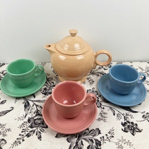 Fiestaware Teacup and Saucer - Pick a Color - Lilac, Sea Mist, Periwinkle, Chartreuse, Plum, Rose, Persimmon, Yellow, Apricot