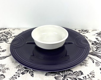 Fiestaware Hostess Tray/Chip and Dip Set - Plum and White