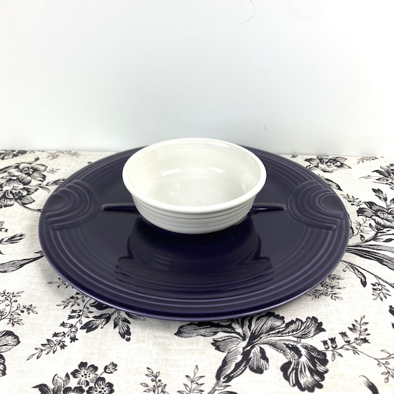 Fiestaware Hostess Tray chip and Dip Set Plum and White Etsy