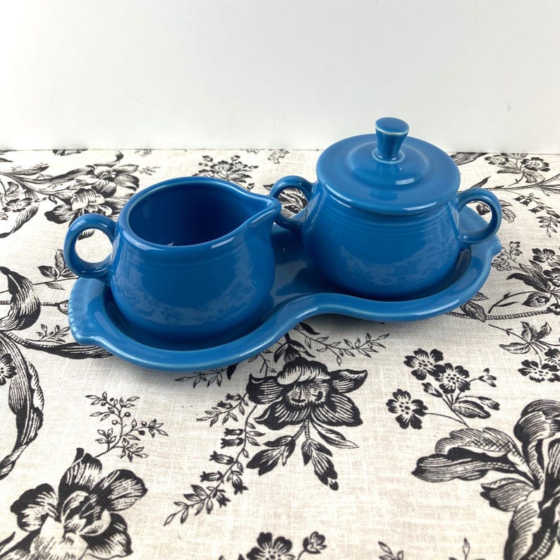 Fiestaware Cream and Sugar Set with Tray – Choice of Color Peacock