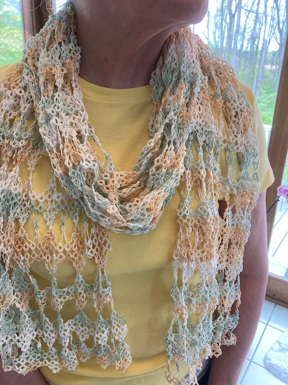 Beautiful Fine Cotton Crochet Scarf
