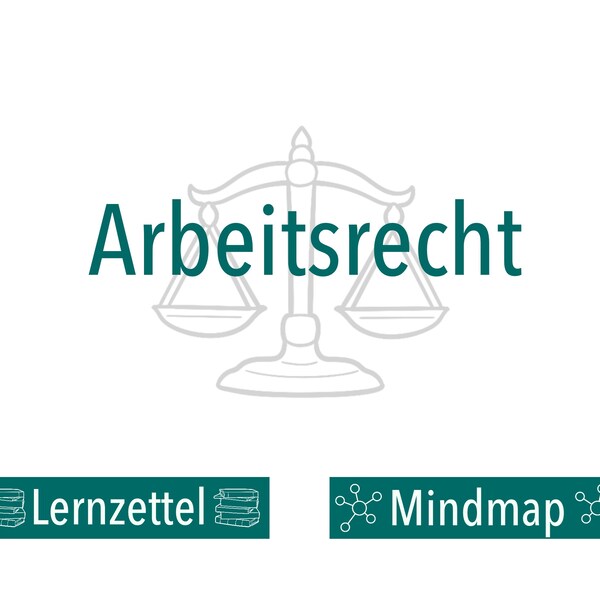 Arbeitsrecht / Arbeitszeitgesetze, Set aus Lernzettel & Mindmap BWL, PDFs zum Instant Download