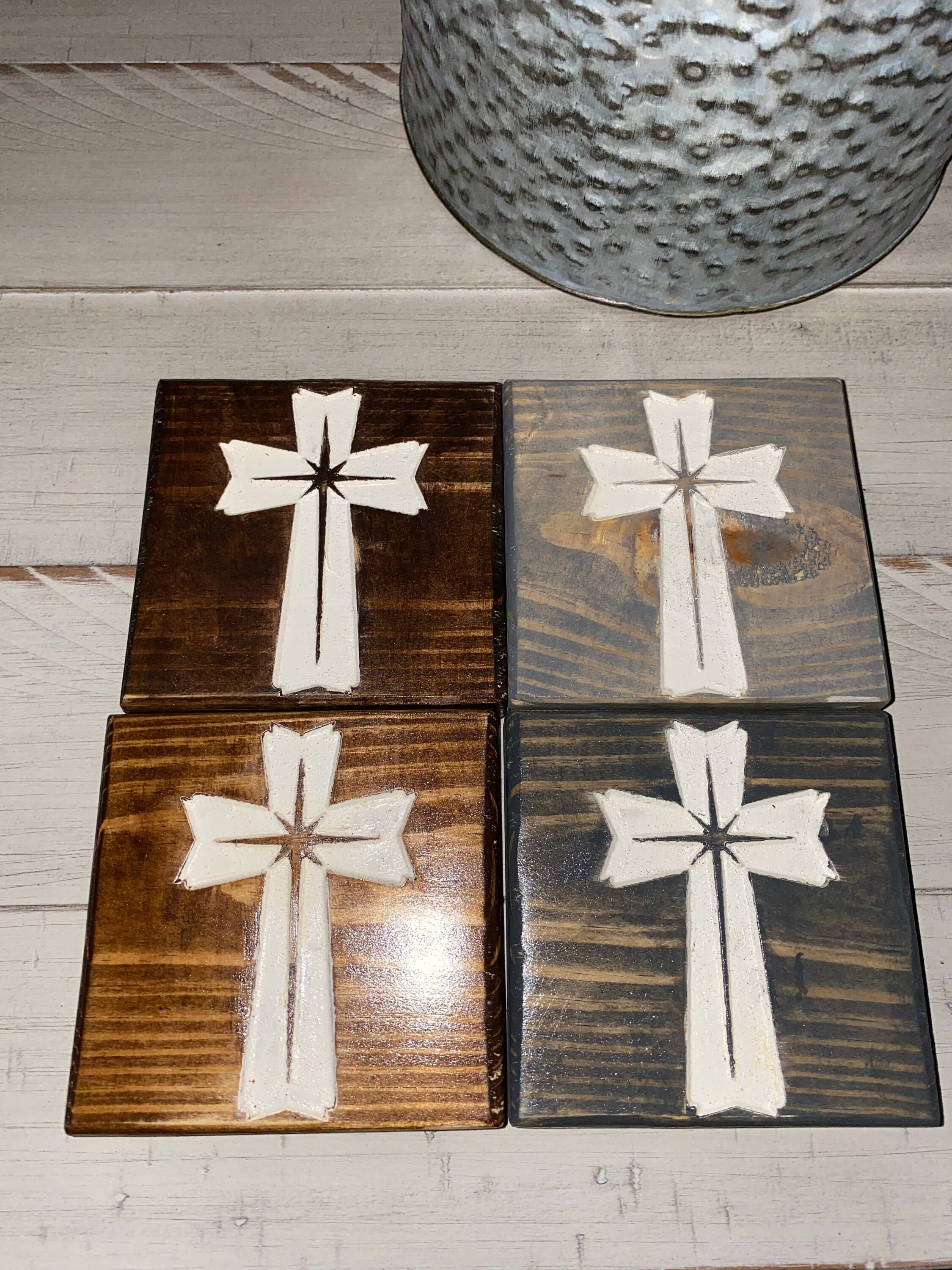 Personalized Engraved Cross Coaster with a Farmhouse or rustic Etsy