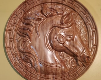 Horse head wood carving