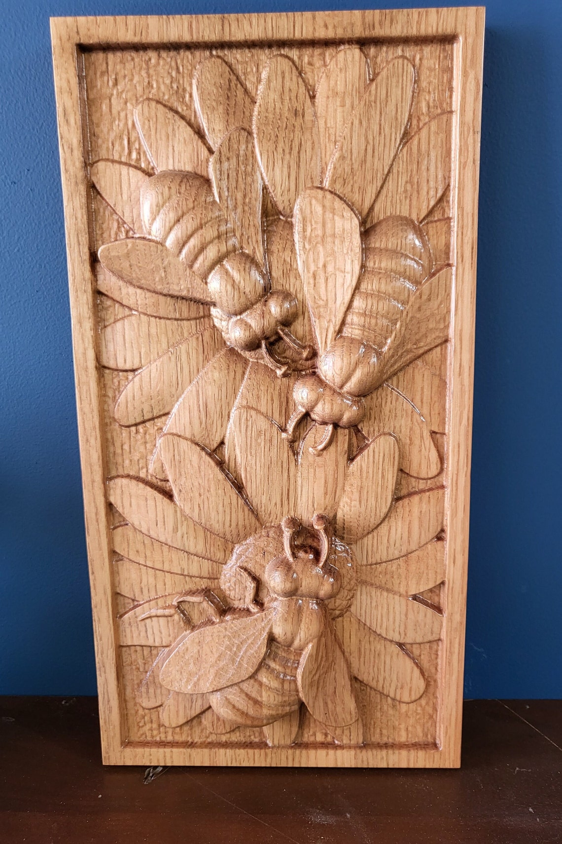 Bees White Oak Wood Carving Etsy