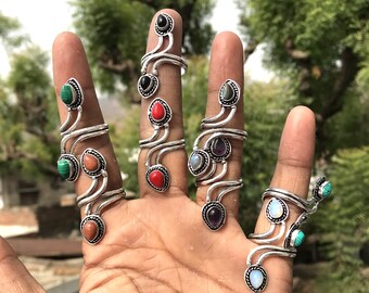 Verstellbare Frauen Ring, Silber Overlay Handgemachte Ringe, Hippie Ring, Boho Ring, Frauen Edelstein Ringe Schmuck