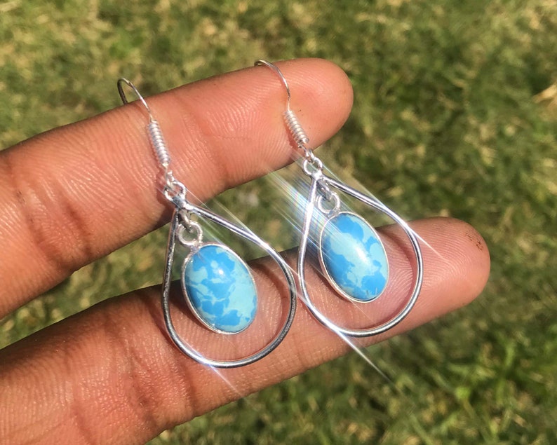 Handmade larimar Gemstone Earring Handmade larimar Gemstone Earring