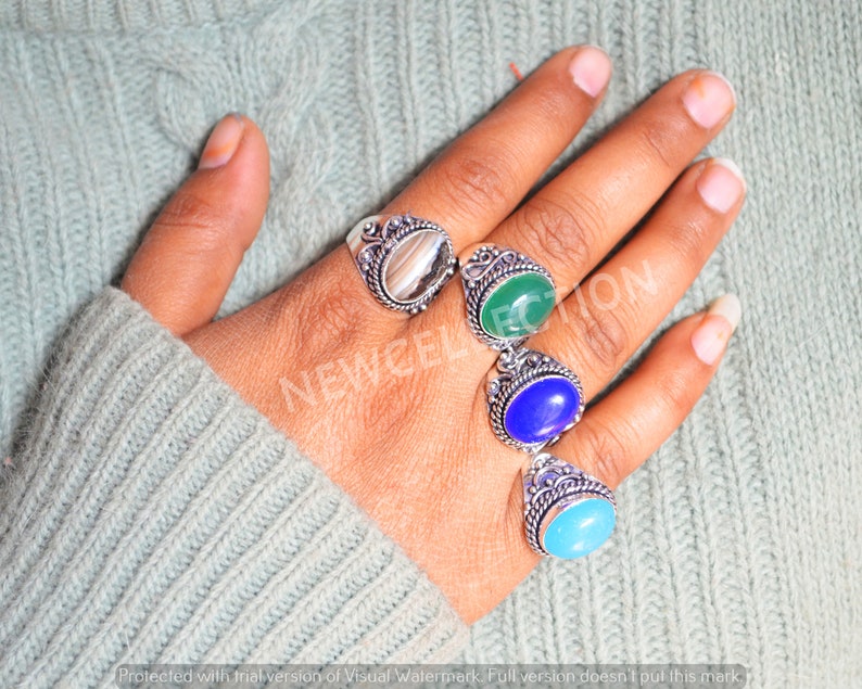 Men Crystal Rings, Custom Dainty Crystal Rings, Unique Gemstone Rings, Rings for Women, Boho Rings, Assorted Crystal Rings Size 6 To 10 image 8