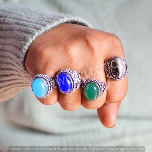 Men Crystal Rings, Custom Dainty Crystal Rings, Unique Gemstone Rings, Rings for Women, Boho Rings, Assorted Crystal Rings Size 6 To 10 image 6