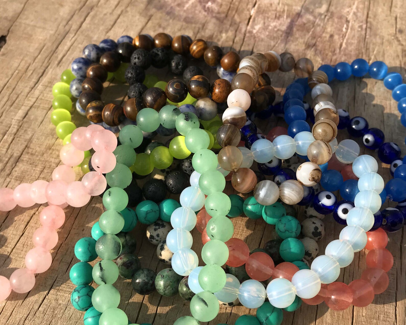 8mm Handmade Natural Genuine Gemstones Bracelet Stretchy Etsy