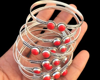 Roter Onyx Armreif: 925 Sterling Silber überzogener Boho Schmuck