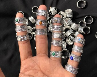 Wholesale Lot Ethnic Jewelry Handmade Antique Designer Spinner Rings Mix Size 