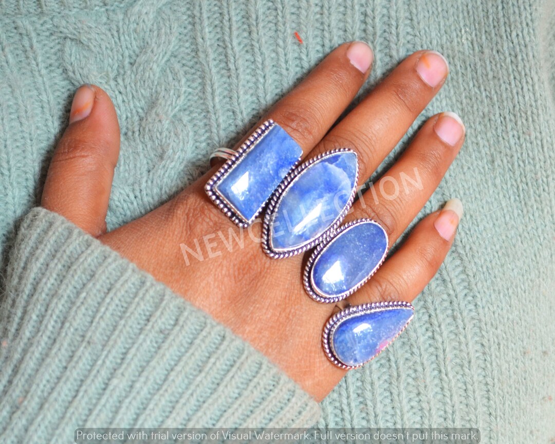 Natural Blue Quartz Crystal Rings Custom Dainty Crystal Etsy