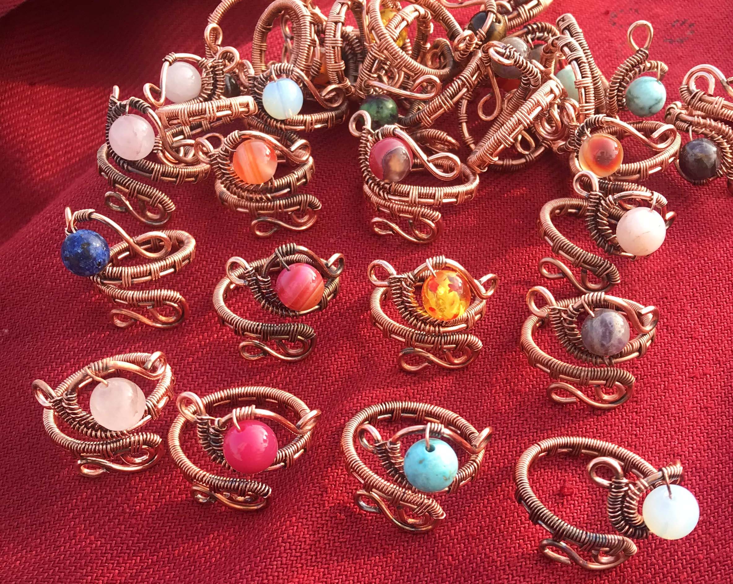Beads Assorted Crystal Rings, Copper Wire Wrapped Crystal Gemstone ...