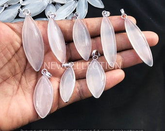 Ready To Ship, Natural Quartz Gemstone Necklace Pendants, Marquise Shape Necklace, Vintage Pendants, Chunky Pendants, Statement Pendants