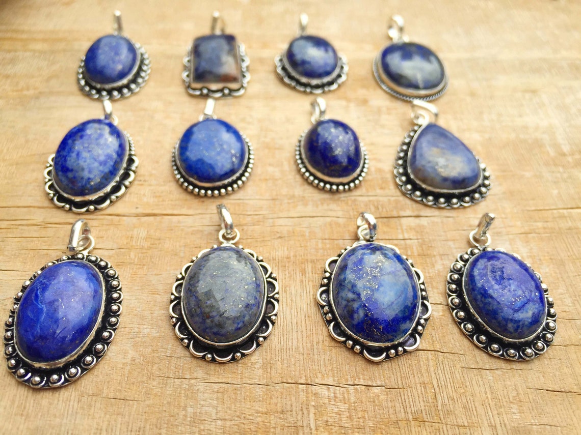 Genuine Lapis Lazuli Pendant Lapis Jewelry 925 Sterling Etsy