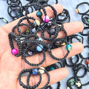 Macrame Boho Style Healing Crystal Rings, Handmade Macrame Rings, Customizable with 100 different Crystals Rings, Rings For Women Jewelry