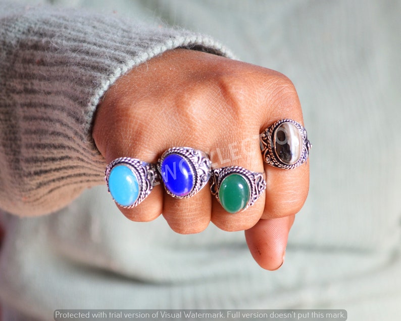 Men Crystal Rings, Custom Dainty Crystal Rings, Unique Gemstone Rings, Rings for Women, Boho Rings, Assorted Crystal Rings Size 6 To 10 image 1