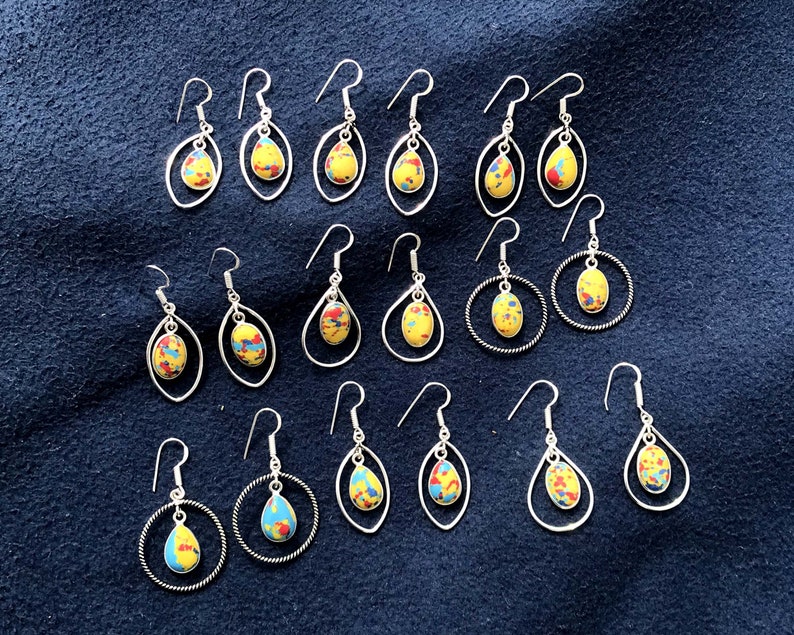 Handmade Earring, Mosica Jasper Gemstone Earring, Silver Overlay Earring, Handmade Earring, Hippie Earring, Boho Earrings, Bohemian Jewelry image 3